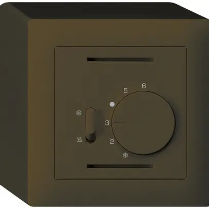 Thermostat AP Hager kallysto, avec interrupteur chauffage/refroidissement, brun 
