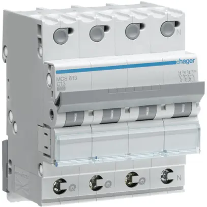 Disgiuntore Hager MCB quickconnect 4P 415V tipo C 13A Icn 6kA 4UM 