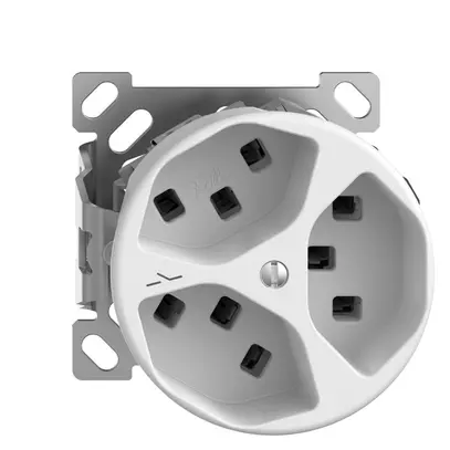Prise AP 3×T23 Feller STANDARDdue QXCO54, 1×séparé, bornes enfichables, blanc 