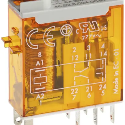 Relè a spina Finder 230VAC, 2C AgNi+Au 8A 250VAC 