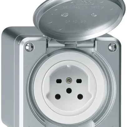 Prise AP HA robusto type 15 avec bornes enfichables avec couvercle aluminium 