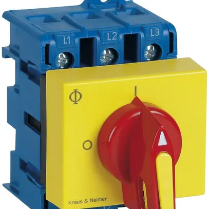 Sezionatore di carico INS 3P p.DIN, 20A, 0-1, gi, 44×45mm, disposit.d.bloc.ro/gi 