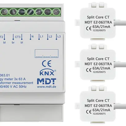 REG-Energiezähler KNX MDT EZ-0363.01 1L/3L 63A Wandler 4UM 