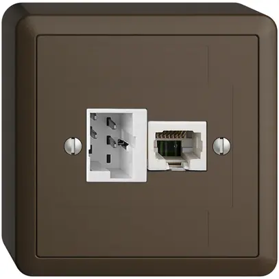 Presa AP 1×T+T,1×RJ45/u 4P EDIZIOdue ITplus ITM coffee 