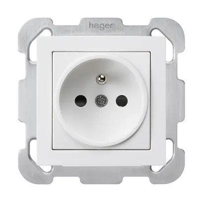 Presa INC kallysto 2P+T bianco con piastra di fissaggio 