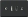 Presa INS 2×USB HA FLF 2400mA nero 