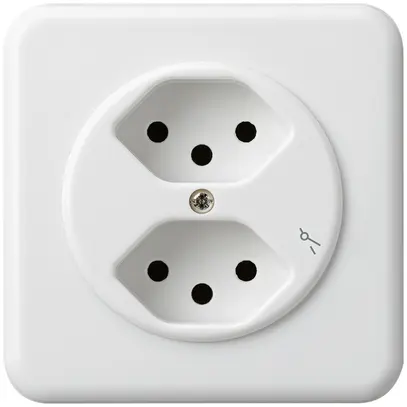 Prise ENC basico 2×type 13/1 blanc avec sécurité enfants pour BOMI 