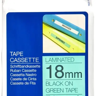 Cassette ruban Brother TZe-741 18mm×8m, vert/noir 