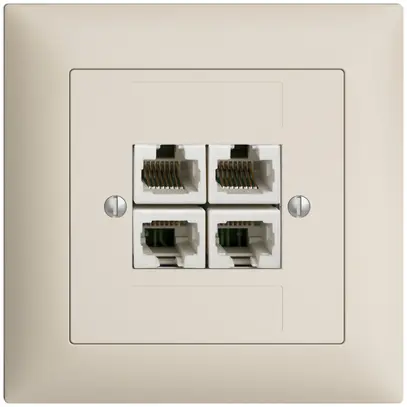 Prise de raccordement INC 4×RJ45/u 4P sép.EDIZIOdue crema ITplus 