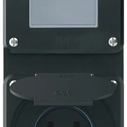 Combinazione INC robusto 2×1, interruttore schema 3/presa T25 IP55 nero 