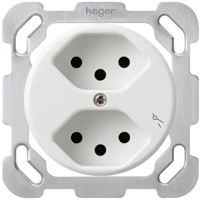 Insert pour prise ENC basico 2×type 13S avec plaque de fixation blanc 