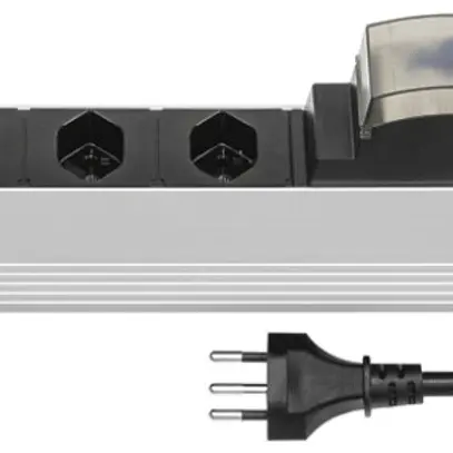 Prise multiple STEBA ALU MODULAR 19" 1UH 6×T13, FI30A/25m, 3m T12, 10A noir 