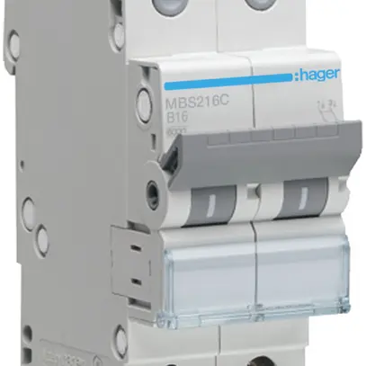 Disjoncteur Hager MCB quickconnect 2P 500V type B 16A Icn 6kA 2UM 