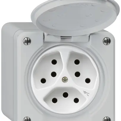 Prise AP robusto 3×type 13/1 gris 