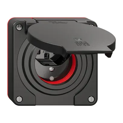 Presa NEVO N.CO 1×T23, IP55 secondo SN 441011, c.guarnizione rossa, c.LED, nero 