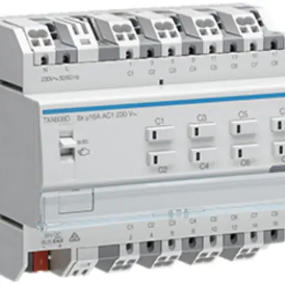 Module de sortie AMD KNX Hager easy 16A charge C octuple 
