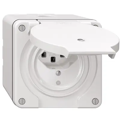 Prise NAP NEVO, 1×T23, IP21, a.LED, blanc 