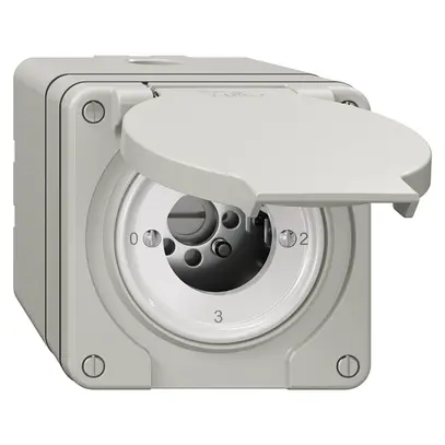 Interruttore rotativo NAP NEVO, 5/2L, senza cilindro, KS, 0-1-2-3, grigio chiaro 