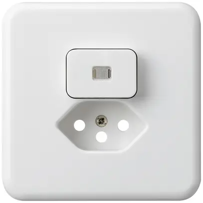 UP-Frontset basico 86×86mm weiss mit Linse und Kinderschutz f.S3/Typ 13 für BOMI 