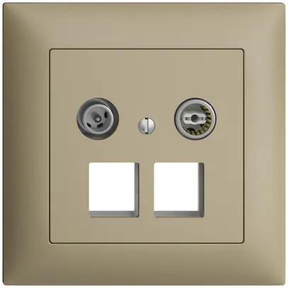 UP-Multimediadose 11dB Edue FMI, Enddose/Durchgangsdose, f.2×RJ45 Keystone, sand 