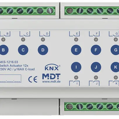Attuatore-commutatore KNX AMD MDT AKS-1216.03 12-can 16A 230VAC 8UM 