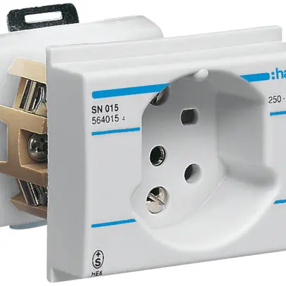 Prise INC Hager type 15 pour montage DIN avec bornes à vis gris 