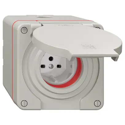 Prise NAP NEVO, 1×T15, IP55 d'après SN 441011, a.joint rouge, gris clair 