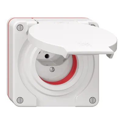 Presa NUP NEVO, 1×T13, IP55 secondo SN 441011, c.guarnizione rossa, bianco 