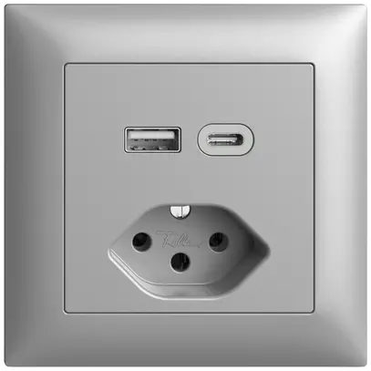 Presa INC USB tipo A+C + tipo 13 Feller EDIZIOdue FMI 230V 3000mA silver 