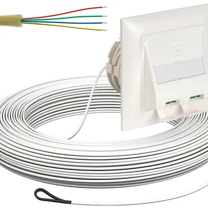 FTTH-Kabelabrollbox UP-Kit, 2×LC-DX, 2.3mm, 30m, weiss, Cca 