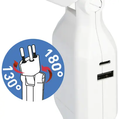 Spina intermediaria MAX HAURI Clip-Clap 1×T12/13 USB A+C 18W 180/130° bianco 