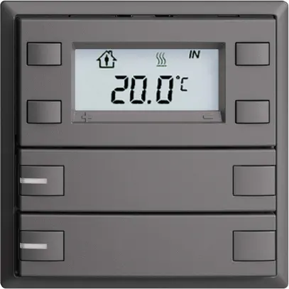 Pulsante RTH INC KNX 2×EDIZIOdue F grigio scuro, con LED RGB 