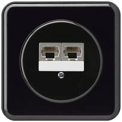 Boîte de raccordement ENC basico 2×RJ45s noir parallèle 
