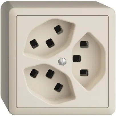 Prise AP 3×T23 16A EDIZIOdue crema, avec bornes enf. 
