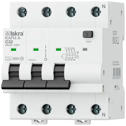 Disgiuntore differenziale ISKRA KAFI4 4P caratteristica C 32A 0.03A tipo A 4UM 