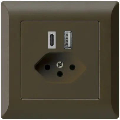 Presa di carica USB INC kallysto.line 18W PD 1×tipo A 1×tipo C T13 marrone 