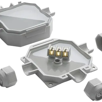 Scatola d.derivazione Raytech READYBOX c.gel 3entrati mors.&pressacavi IP68 gr 