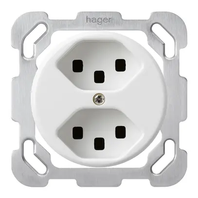 Insert pour prise ENC basico 2×type 23 blanc avec bornes enf. 