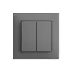 Kit frontal EDIZIOdue gris foncé 60×60mm bouton double 