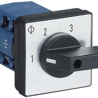 Interruttore rotativo INS K&N, 20A/690V -/1L, manopola ne 48×48mm Ø6mm "1-2-3-4" 