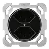 Insert pour prise ENC basico 2×type 13 avec plaque de fixation noir 