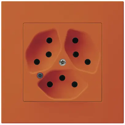 Presa INC Hager KPR, 3×T13, illuminata, 10A 250V, arancione 