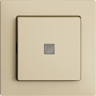 Interrupteur poussoir lum. EDIZIOdue 3/1L vanille, lentille, contr., LED jaune 