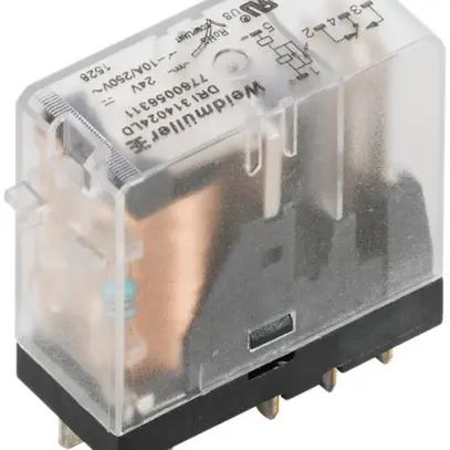 Relè WM, 24VDC LED verde diodo flyback 1 contatto invertitore 250VAC 10A 