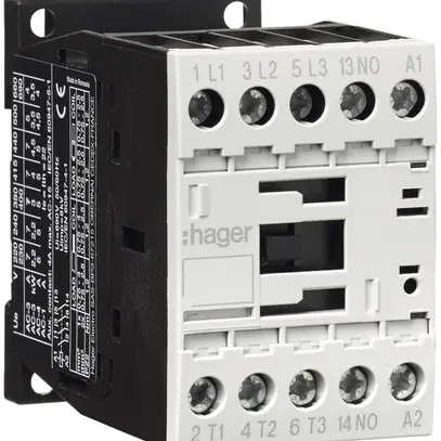 Contacteur de puissance Hager 3P+1 fermeur 15.5A à AC-3 tension de bobine 24VDC 