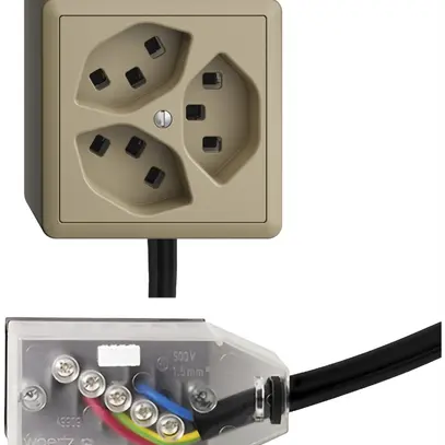 Prise AP 3×T23 16A sand L2 EDIZIOdue pour Technofil 