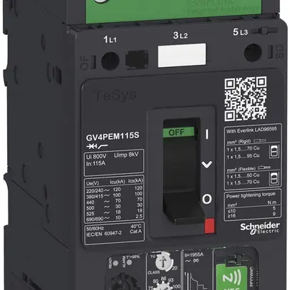 Démarreur moteur Tesys GV4PEM115B, 115A, multifonction, 25KA 
