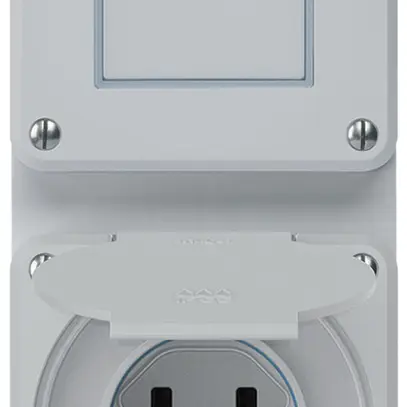 Combinaison ENC robusto 2×1, interrupteur schéma 3/prise T23 IP55 gris 