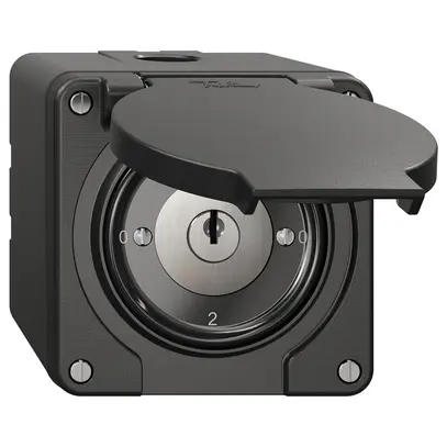 Interrupteur rotatif NAP NEVO, 2/1 L, avec serrure&2 clés, KS, 0-1-0-2, noir 