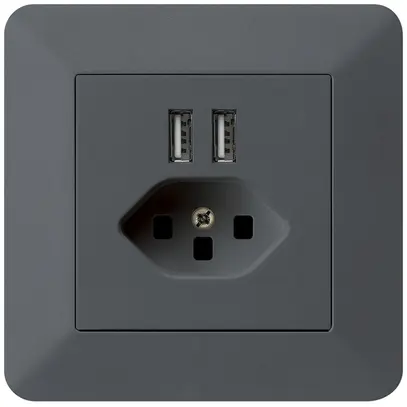 Prise ENC 2×USB & T23 kallysto.trend 2400mA anthracite 